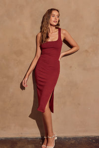 Square Neck Bodycon Midi Dress