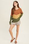 Chevron Colorblock Lightweight Sweater