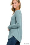 LONG SLEEVE V-NECK ROUND HEM TOP