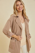 Corner Café Rolled Sleeve Trench Jacket
