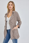 Corner Café Rolled Sleeve Trench Jacket