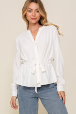 Waist Tie Button Blouse