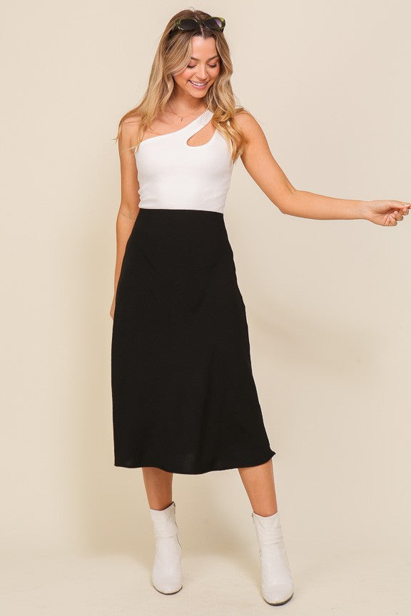 Black Midi Flare Skirt