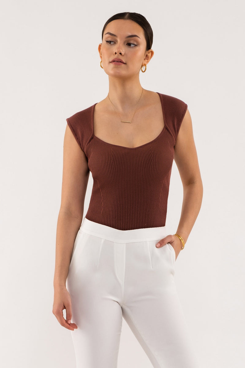 Scoop Sweetheart Rib Knit Top