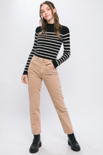 Striped Mock Neck Sweater