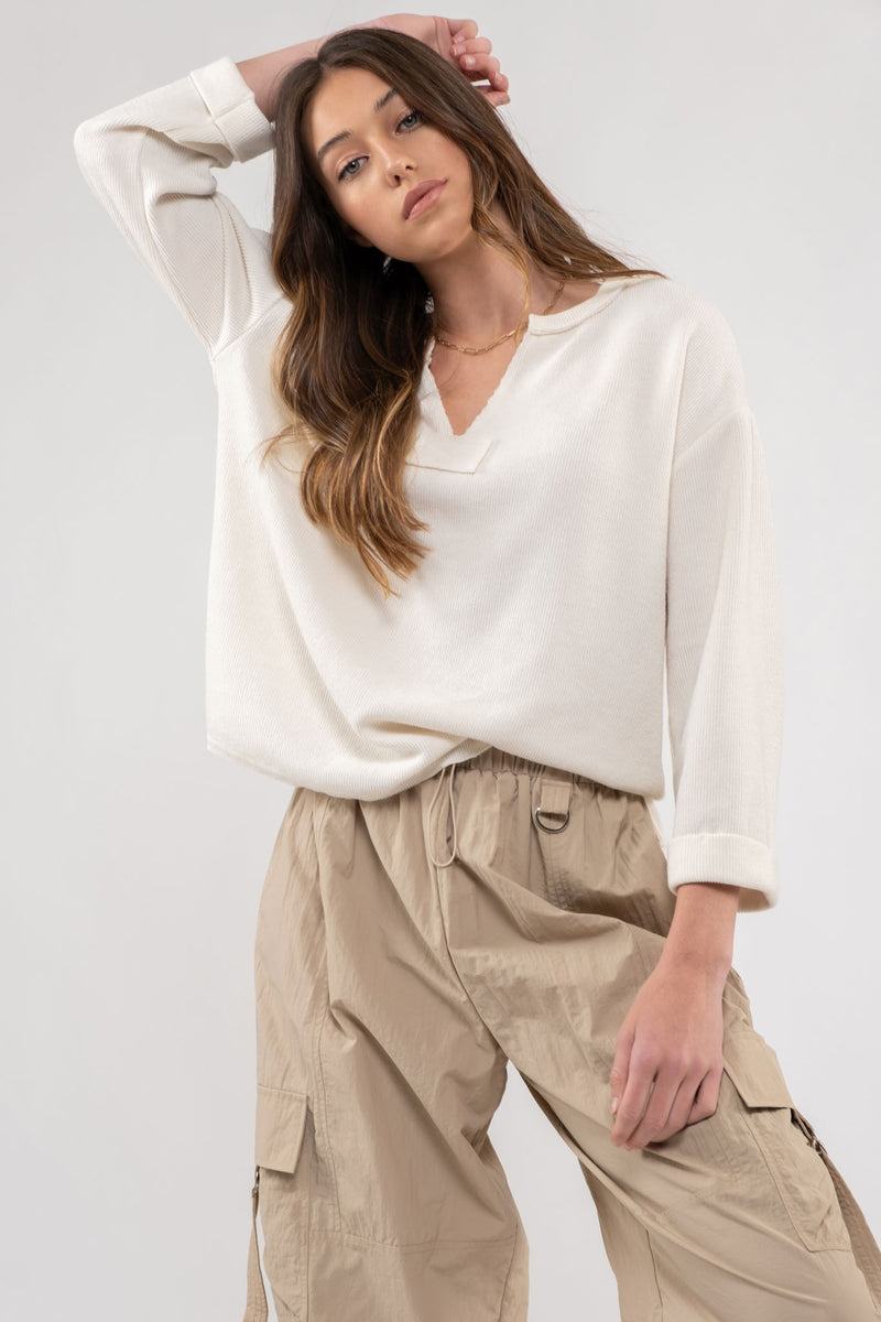 All Aboard Ivory Knit Top