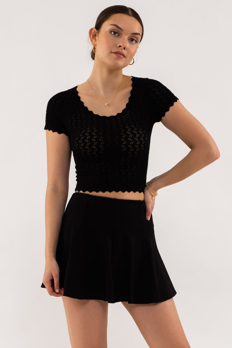 Barely There Scallop Hem Knit Top