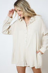 Warning Call Button Down Romper