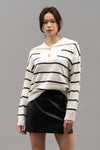 Coming Up Striped Collar Knit Sweater