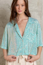 Shake It Off Cropped Sequin Shirt