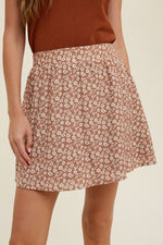 Floral Print Lined Mini Skirt