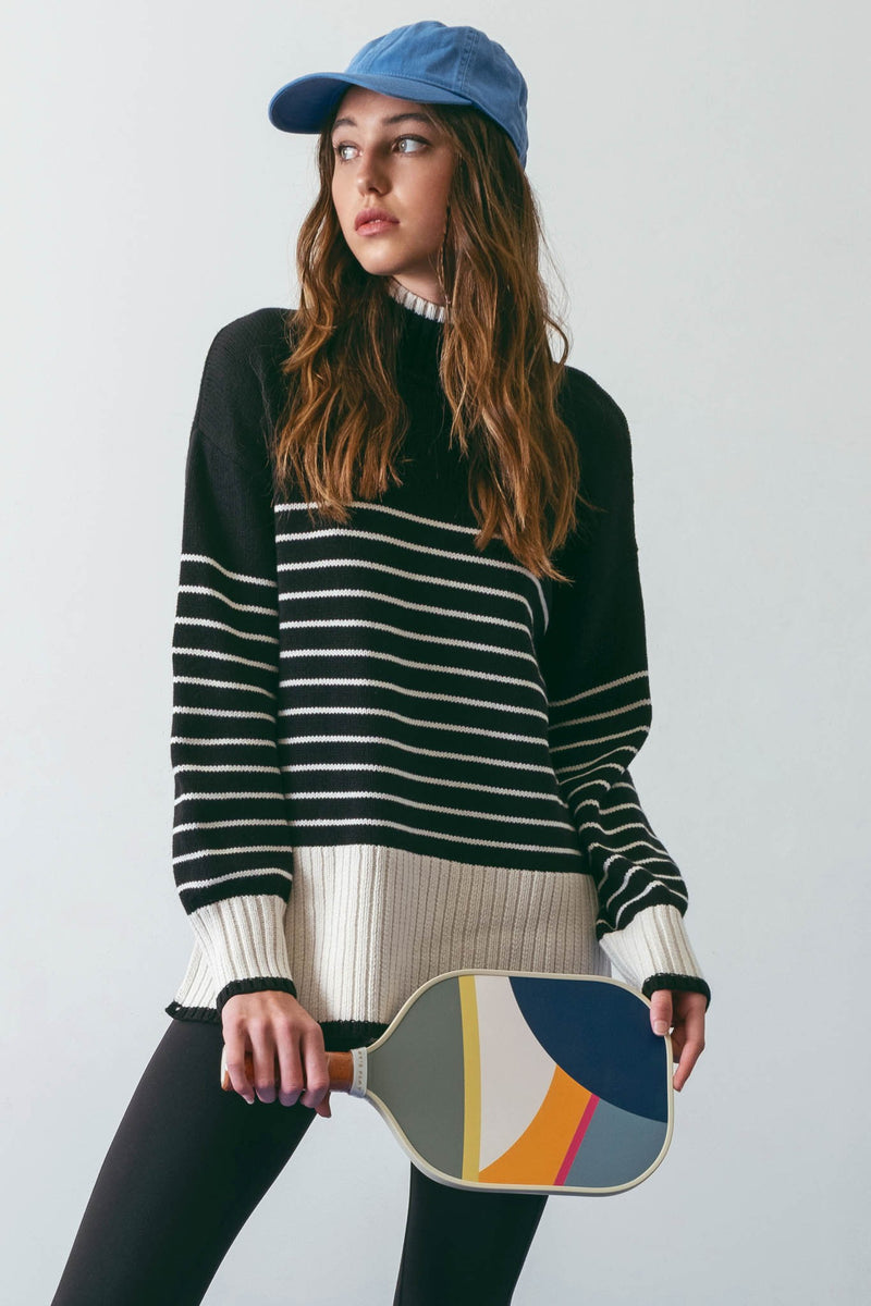 Open Waters Striped Rib Hem Sweater