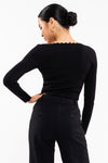 Scallop Hem Long Sleeve Rib Knit Top