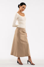 Scallop Hem Long Sleeve Rib Knit Top