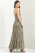 In The Air Strapless Midi Dress
