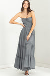 In The Air Strapless Midi Dress