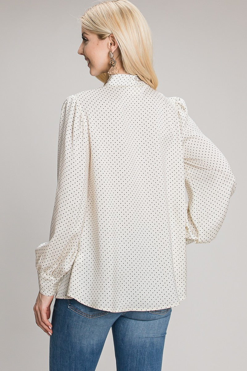 Tides Have Turned Pin Dot Satin Blouse