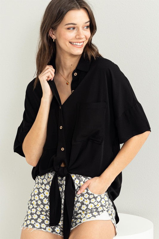 Happy Now Tie Front Shirt