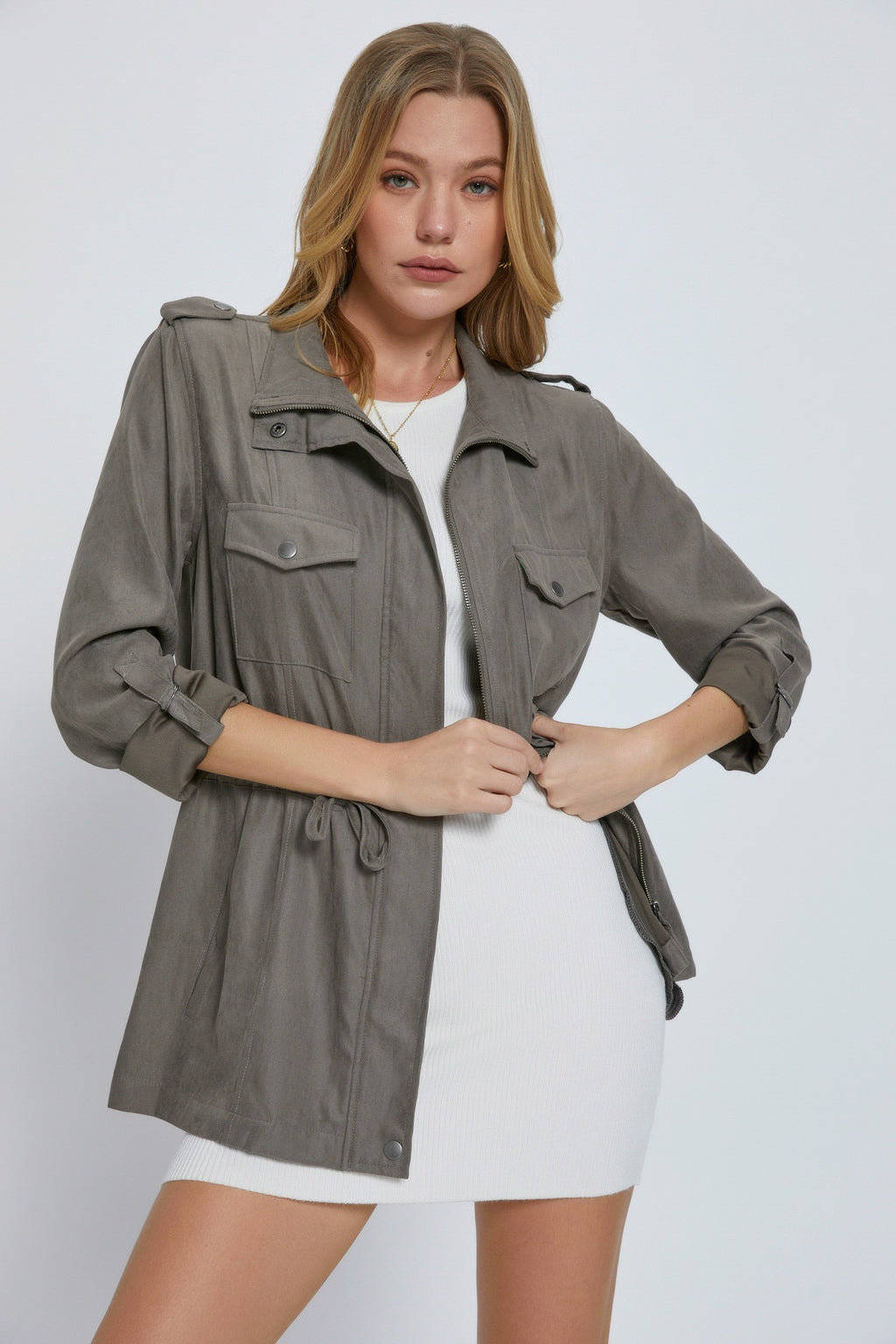 Women's fitted utility clearance jacket