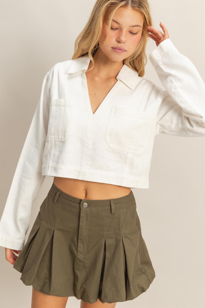 White Denim Top
