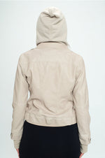 Vegan Leather Hooded Jacket