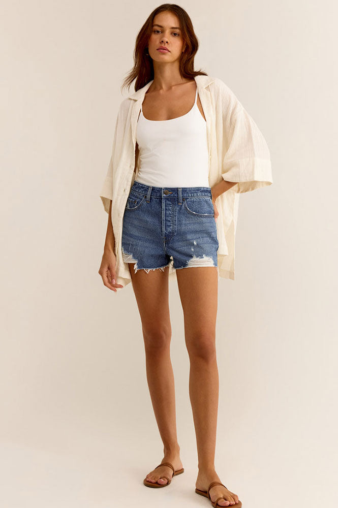 Hi-Rise Vintage Indigo Denim Shorts