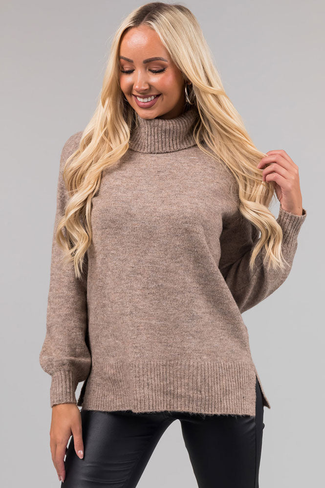 Balloon Sleeve Turtleneck