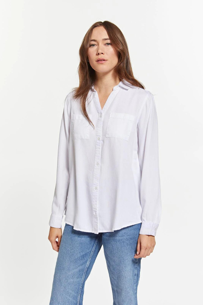 Ginger White Button Up Top