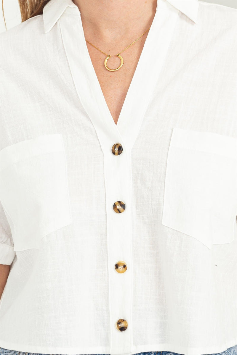 Simple Attractions White Button Up Shirt