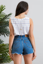 No Time Striped Sleeveless Top